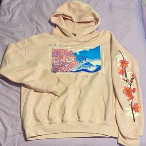 Gildan Pink Hoodie with Floral and Mountain Design